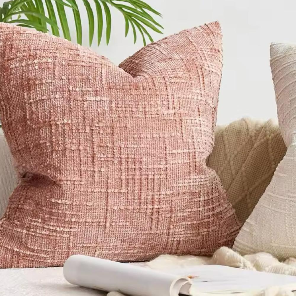 1Pc Chenille Throw Pillow Cover 18x18In Bamboo Thread Yarn Texture Cushion Cover Solid Farmhouse Pillowcases Decor for Home Sofa