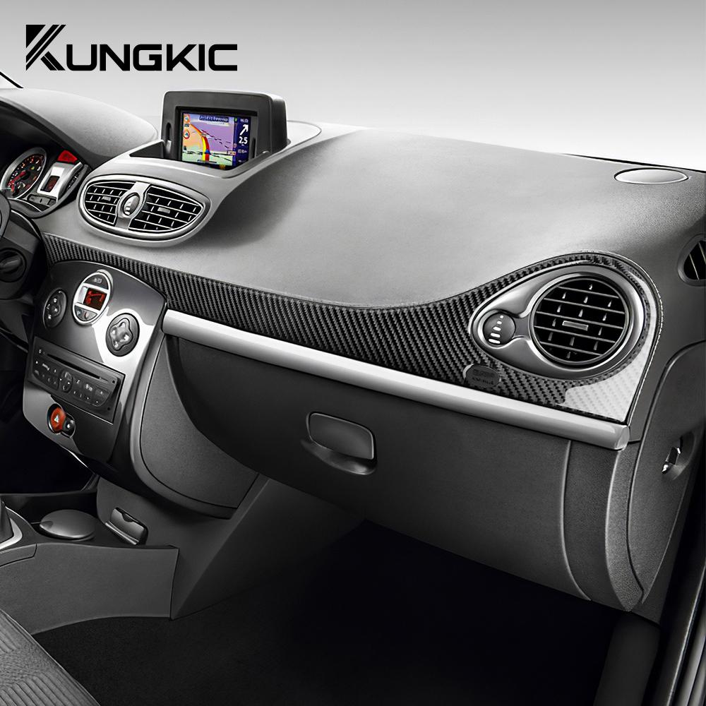 Real Soft Carbon Fiber Sticker For Renault Clio 3 2006 2007 2008 2009 2010 2011 2012 Car Central Console AC Trim Accessories