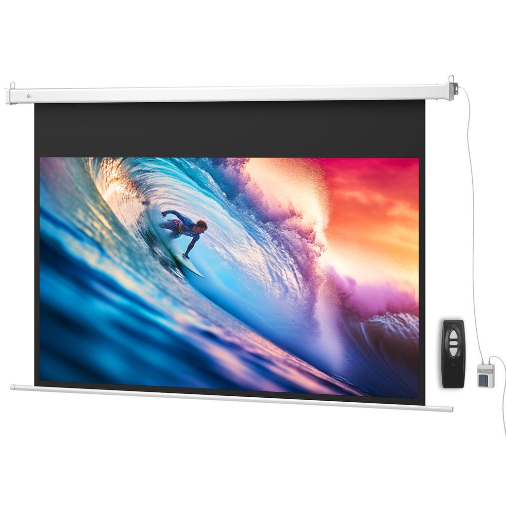 Projector Screen 212 x 150 cm 120 Inch 16:9 HD 4K Electric Projection Screen with Remote Control, White