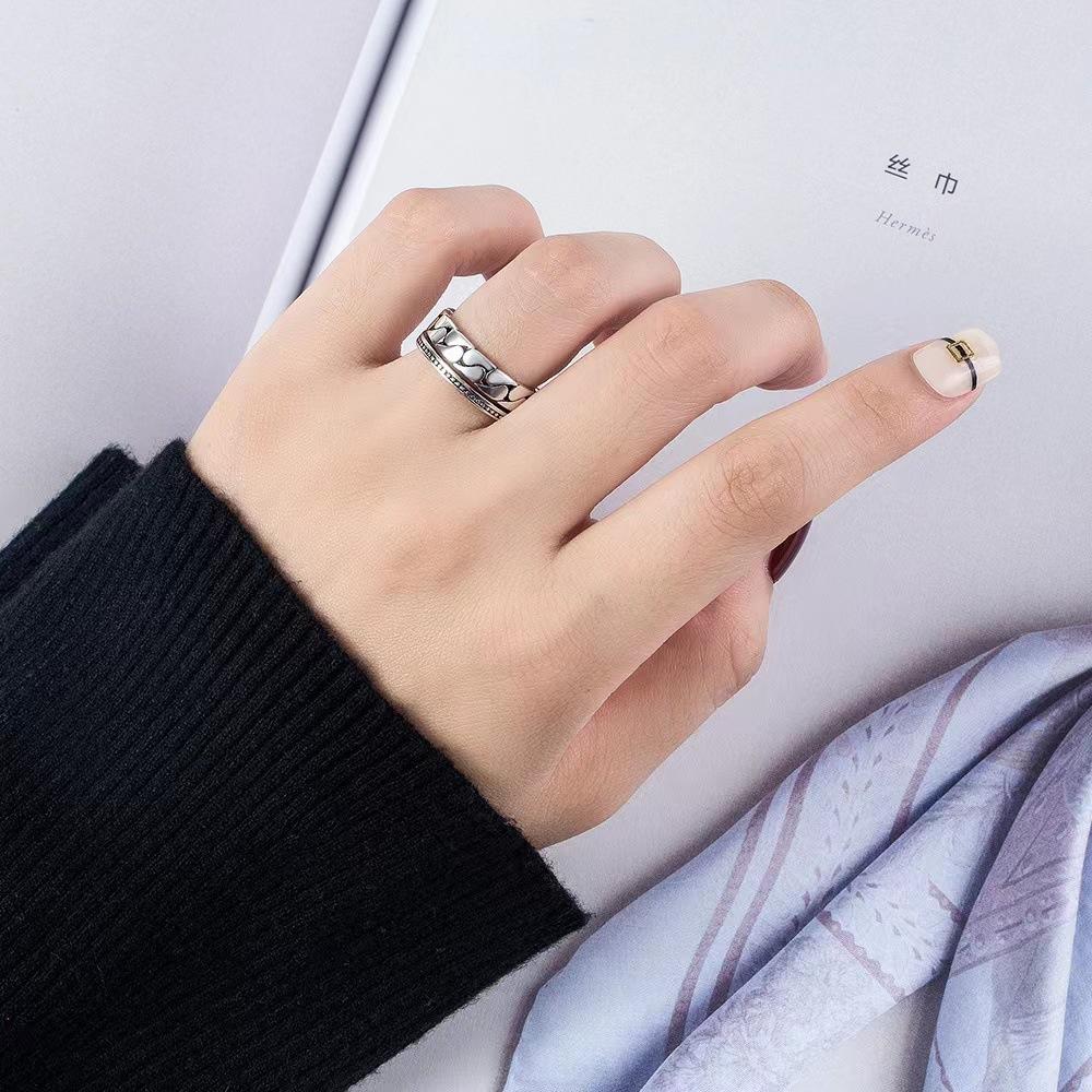 Double-layered Chain Ring for Women, Korean Ins Retro Joint Ring, Fashionable, Compact, Simple and Versatile Open Ring