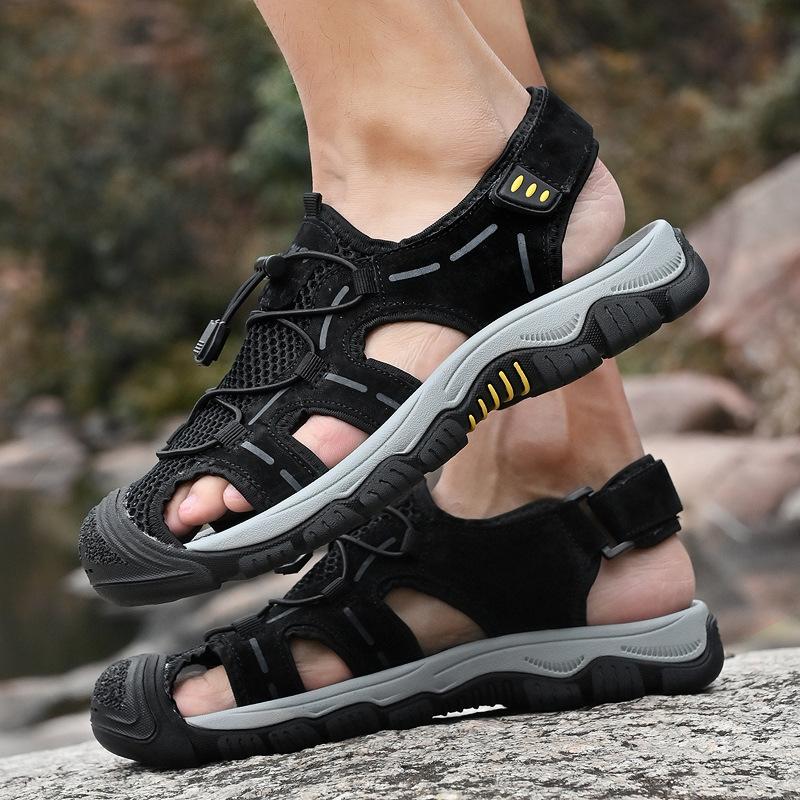 2025 Baotou Sandals Men's Breathable Men's Outdoor Beach Shoes Hollow Sports Large Size Mountaineering Shoes Non-slip Moisture