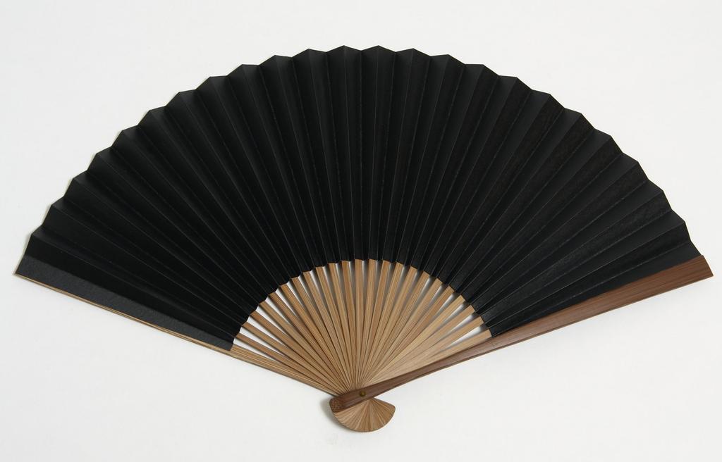 Hasegawa Kyoto Fan, Shibu-Ogi, Handmade by Kyoto Artisans, with Fan Pouch and Wooden Box (Black)