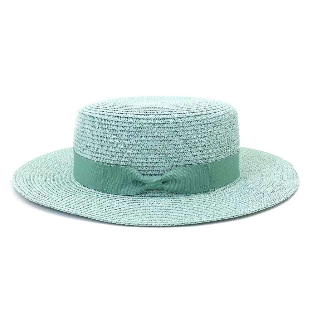 Men and women's new outdoor seaside sunshade bow big eaves flat top straw hat beach stage top hat