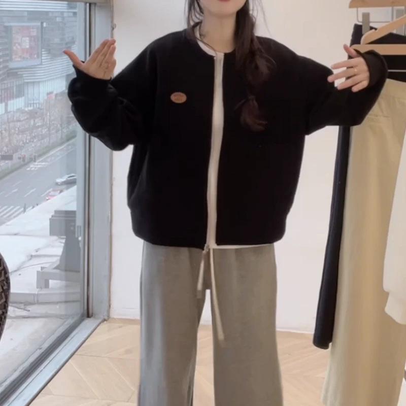 

Korean Style Plus Size Women s Casual Long Sleeve Zipper Cardigan – Autumn 2025 Collection L (for 100-120 lbs)