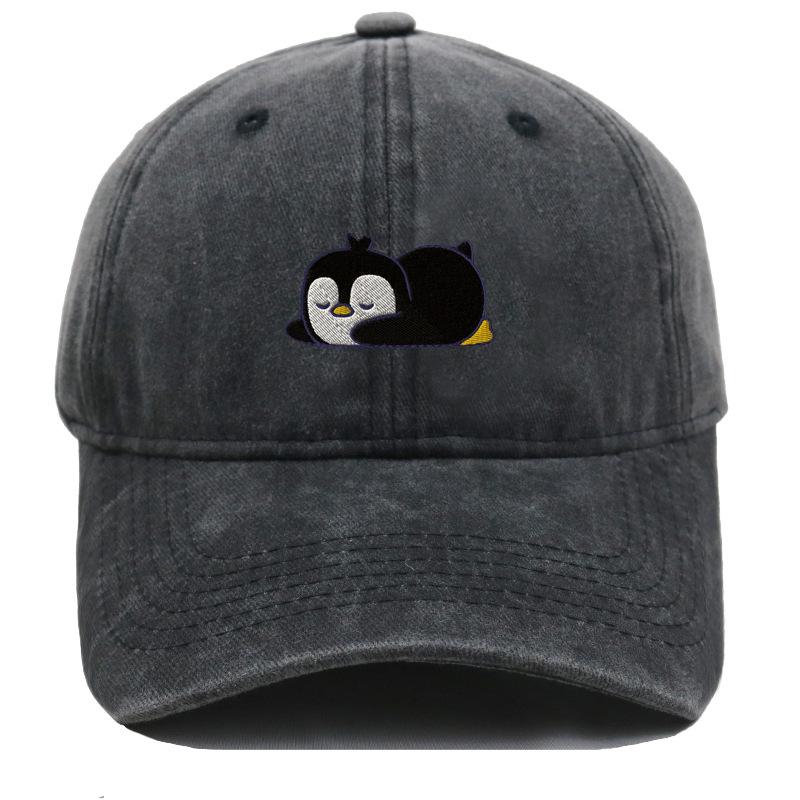 Embroidered Penguin Washed Cotton Baseball Caps Outdoor Women Adjustable Trucker Cap Fashion Men Sunscreen Snapback Peaked Hat