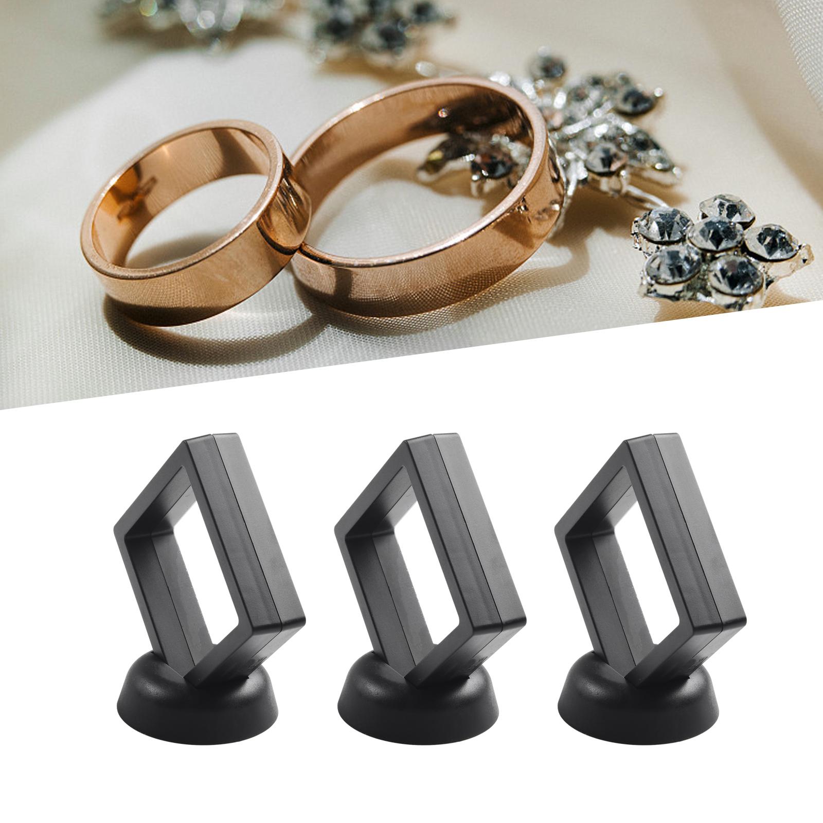 

3D Floating Frame Holder Storage Box Stand Clear Jewelry Ring Coin Display Rssssssssssssssssssssssssssssssssssssss Black 5PCS