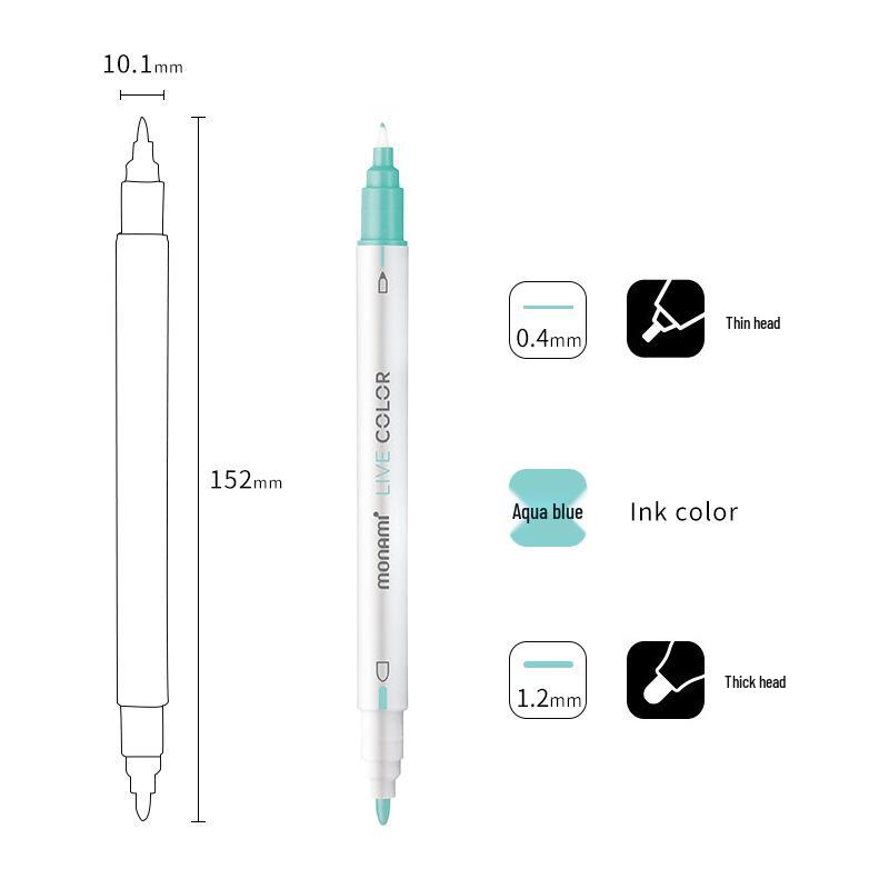 Monami Double-Ended Fiber Tip Liner Pen, 39 Colors for Drawing and Outlining