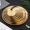 Koreanische Goldene Runde Edelstahl Grill- & Servierplatte – Ideal für Gemüse, Obst, Kuchen, Desserts und mehr.