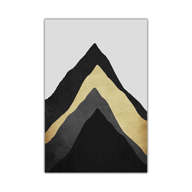 Abstract Geometric Art Pattern Canvas Painting Nordic Landscape Moon Alpine Poster Print Pictures for Living Room Wall Art Decor