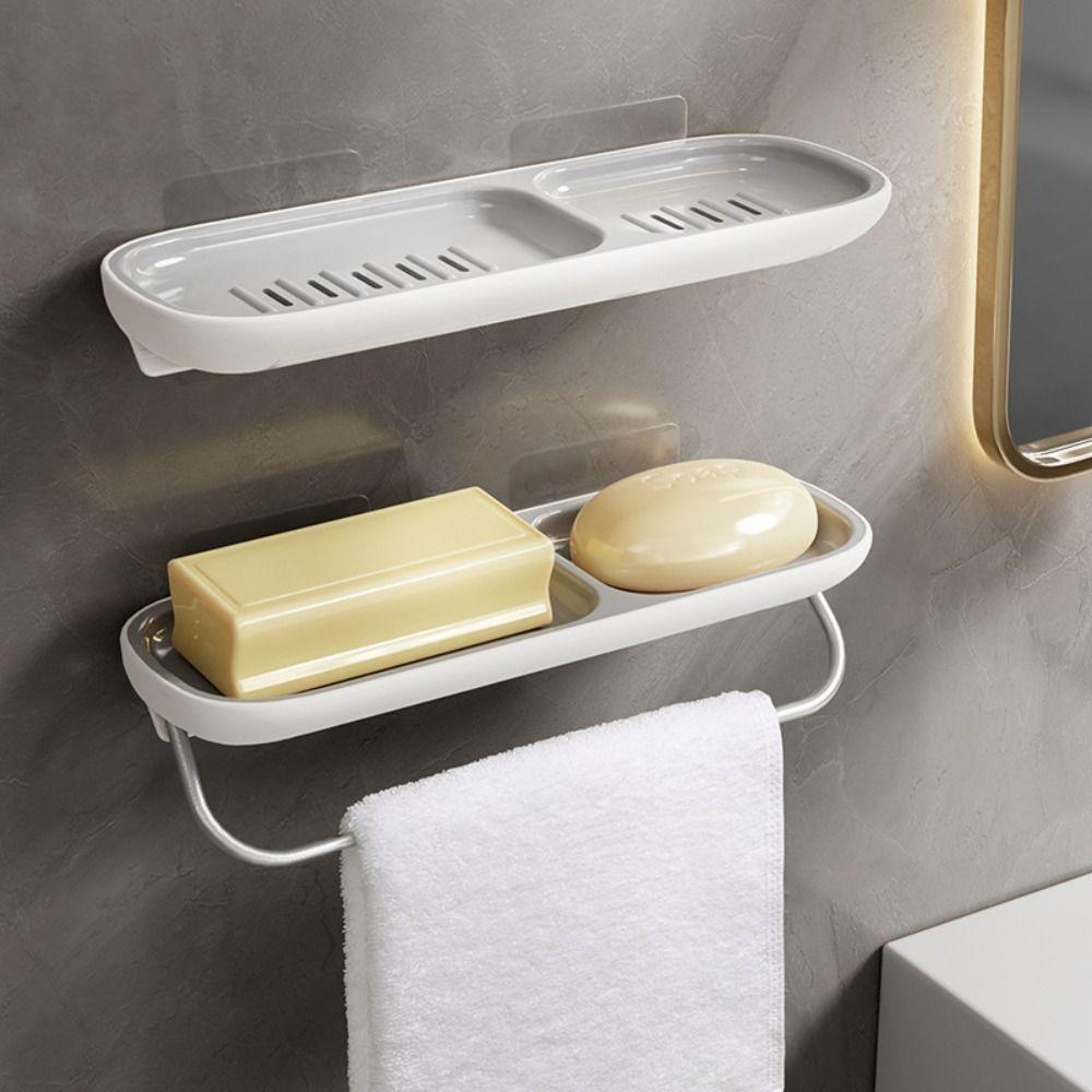 

Wall Mounted Drain Soap Rack Simple Style Soap Dishes Box Soap Tray Home