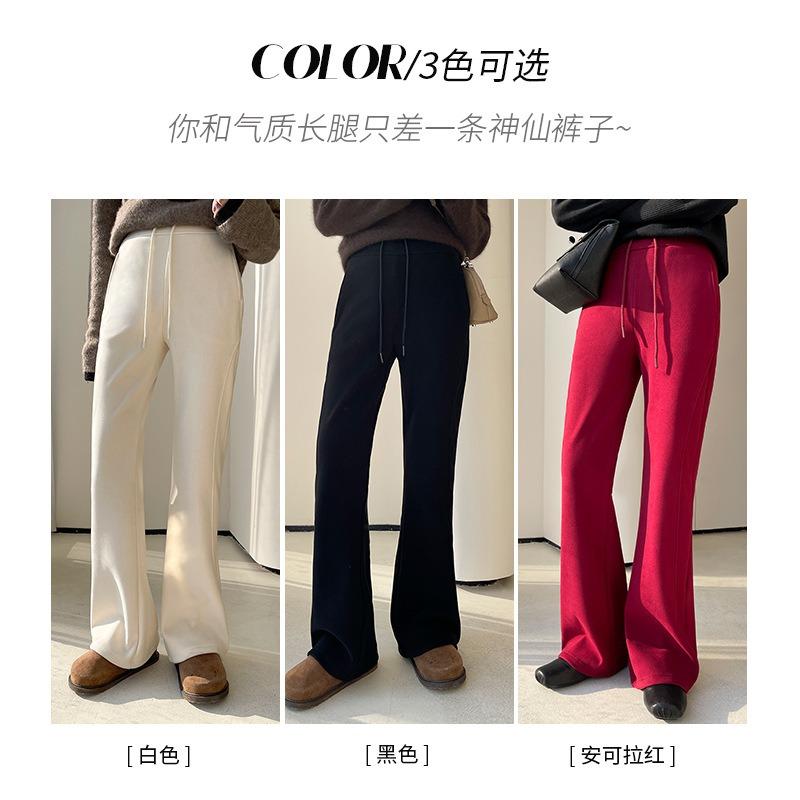 Slight Windproof Pants Women's Winter New High-waisted and Thin Horseshoe Pants Casual Tall Extended Flared Pants
