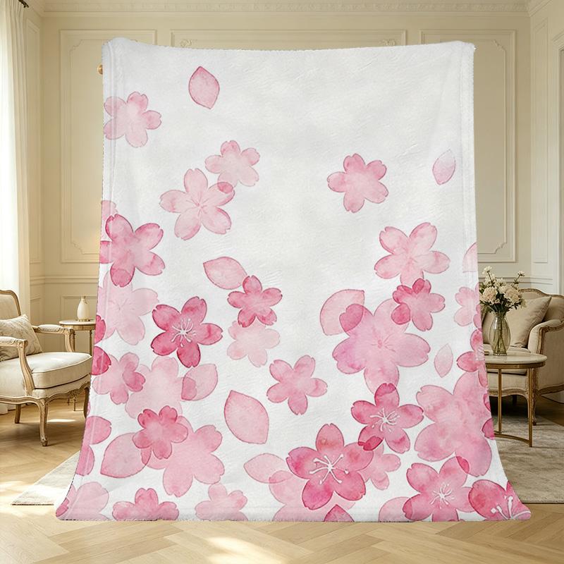 All-Season Thick Flannel Blanket,Cherry Blossom Series, Soft & Skin-Friendly, Warm Comfort for Home & Guest Room Perfect for Christmas & Halloween