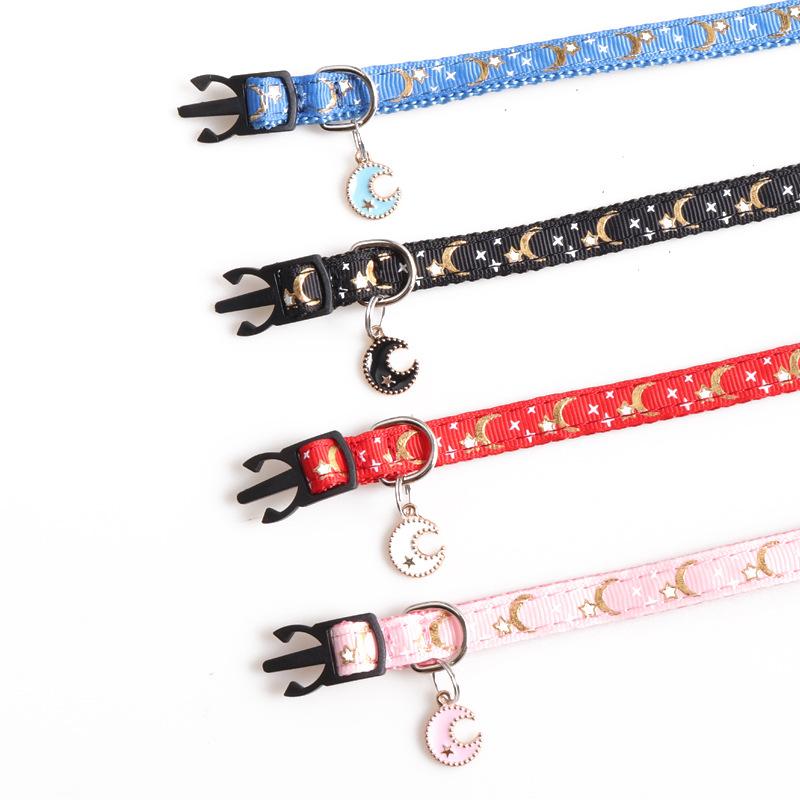 New Pet Collar with Star Moon Pendant Durable Nylon Dog Collar Adjustable for Cats Dogs Accessories for Small Dogs Dog Leash
