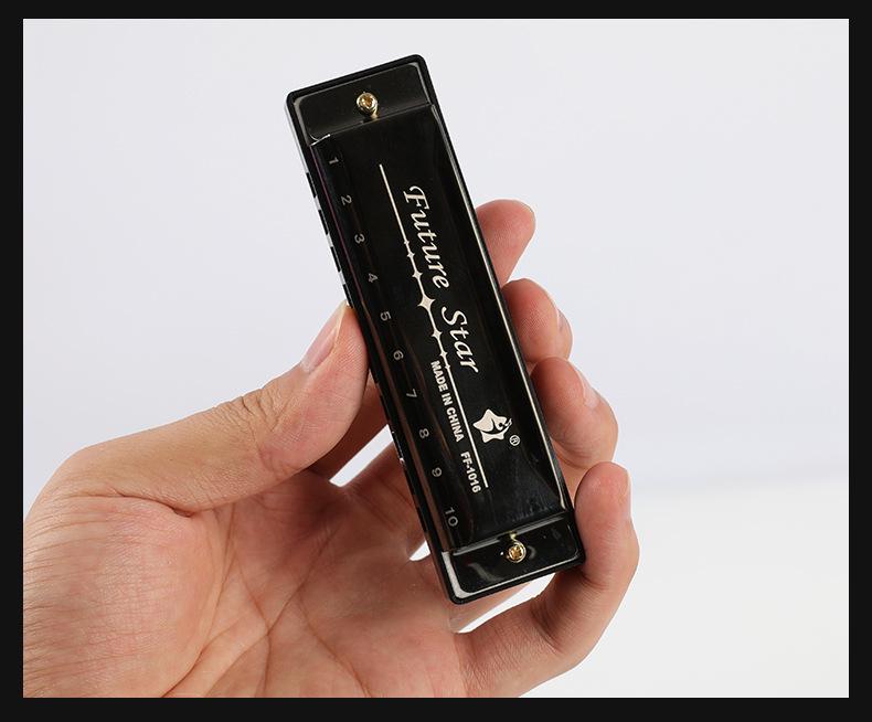 Four-Color Beginner 10-Hole Blues Harmonica in ABS Box