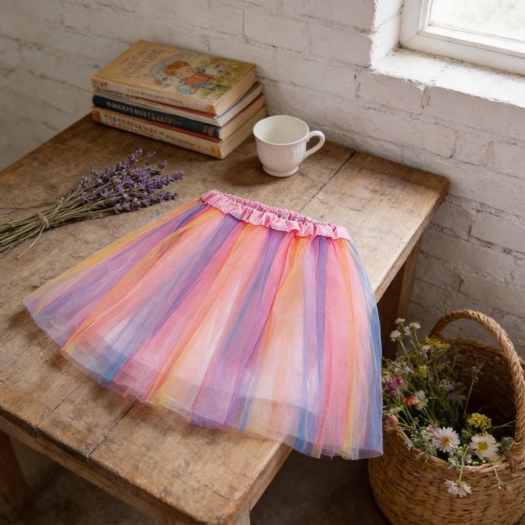 Polyester Flared Skirt With Pleats And Mesh For Casual Women