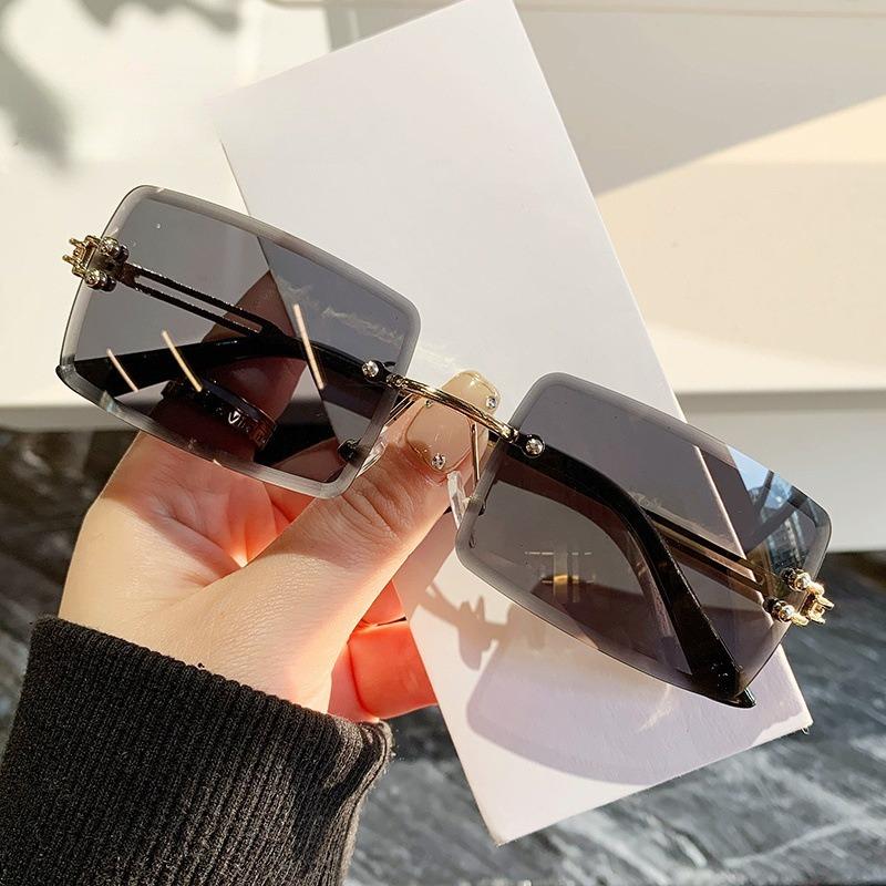 2PCS Women and Men Fashion Sunglasses UV400 Shades Rectangle Sun Glasses Rimless Summer Fashion Eyewear