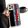 Martini Racing Horizontal Stripe Phone Case Simple Solid Color Matte Silicone For IPhone 16 15 14 13 12 11 Pro Max Plus Lens Fu