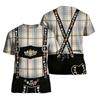 Heren Vintage Patroon Korte Mouw T-shirt met Retro Textuur Print Losse Pasvorm Casual Zomer Dagelijks Topje voor Festivals en Evenementen
