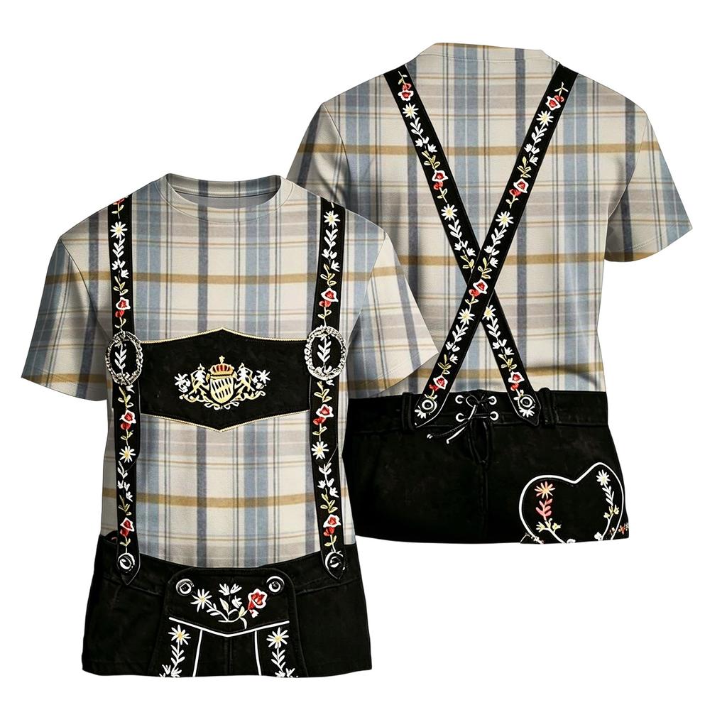 Heren Vintage Patroon Korte Mouw T-shirt met Retro Textuur Print Losse Pasvorm Casual Zomer Dagelijks Topje voor Festivals en Evenementen