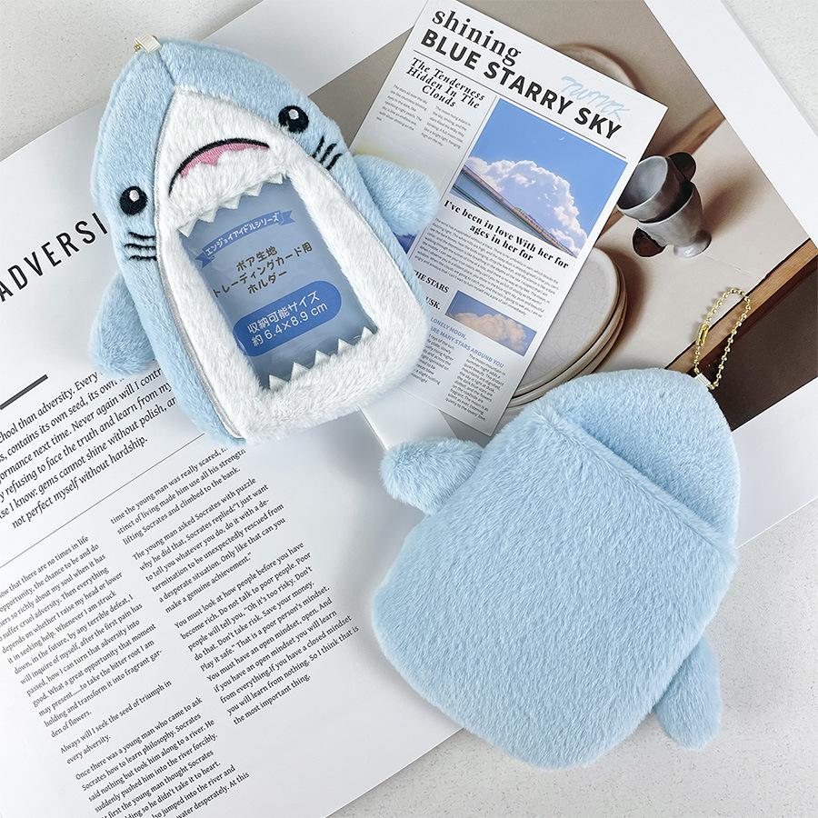Cute Shark Plush Card Holder: Idol Photo Protector & Stuffed Toy Pendant
