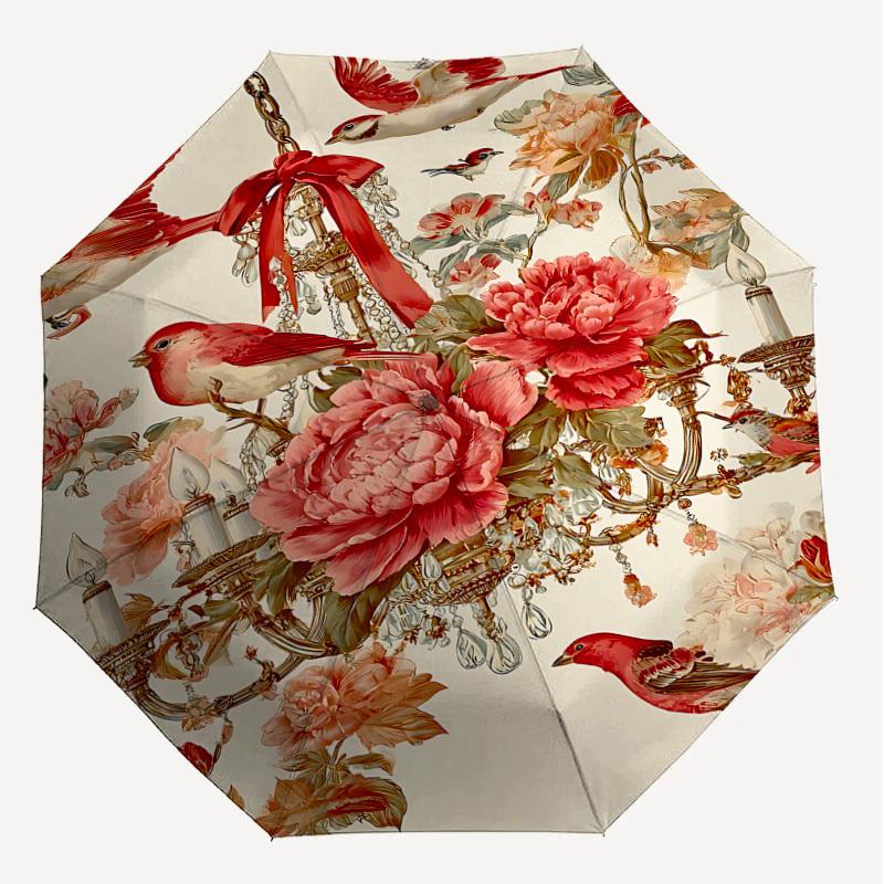1PC Chandelier Flowers Umbrella-8-Rib Reinforced, Automatic Open, Lightweight & Durable, Cute Fashion Accessory for Outdoor-P65