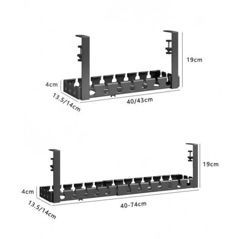 Under Table Storage Wire Organizer Storage Under Table Storage Rack No-Drill Cable Basket Metal Adjustable Cable Management Tray