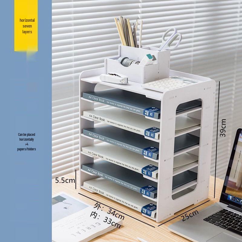 Handun 7-Tier Horizontal Plastic File Organizer