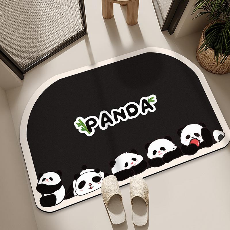 Diatom Mud Floor Mat Bathroom Water Absorption Quick-drying Foot Pad Cartoon Black Cat Dirty-resistant Anti-slip Pad Household Bathroom Entrance Mat
