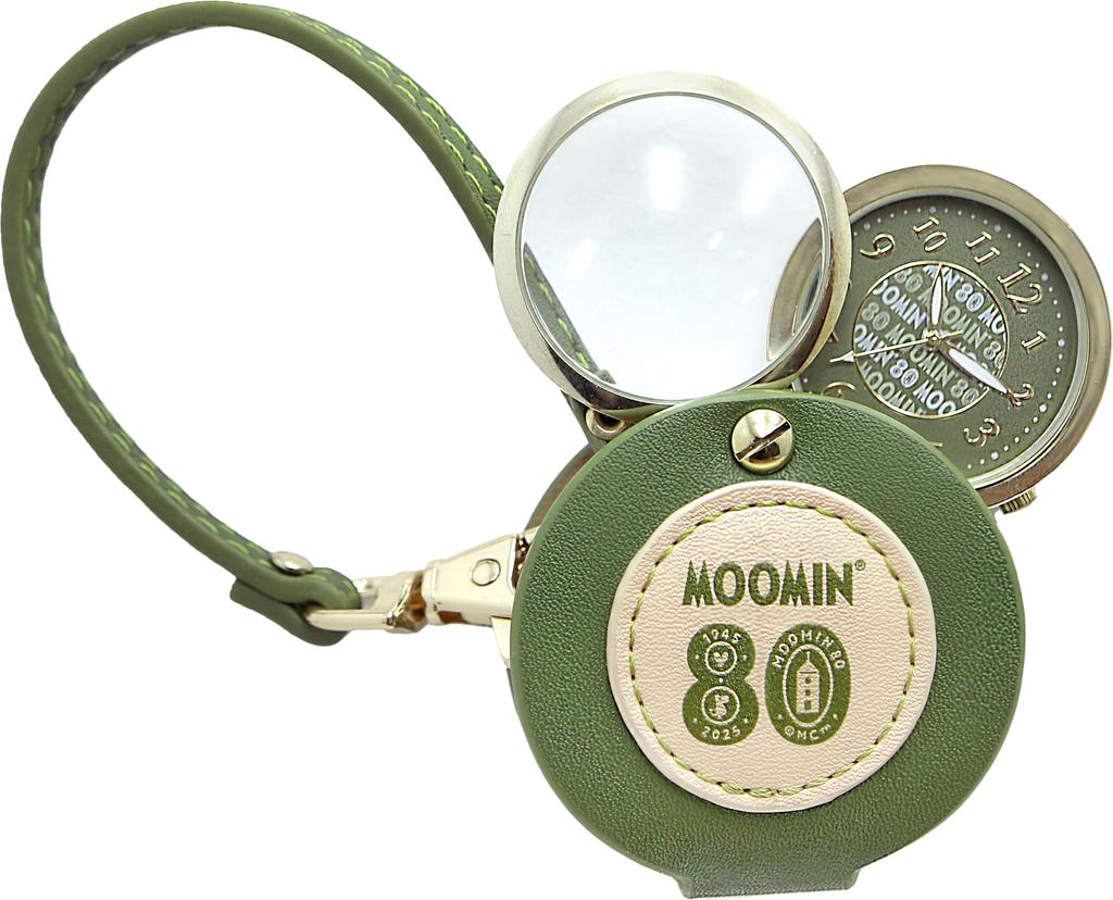 Pocket Watch Field Work Strap Watch Ladies Analog with Loupe Moomin 80th Anniversary Hang Watch Green [Field Work] 1.5x MOM015-6