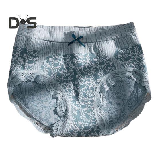 Damen-Höschen aus Spitze, hohe Taille, Blumendruck, Bauchkontrolle, postpartale Schleifendekor, weich, antiseptisch, dehnbar, atmungsaktiv, nahtlos