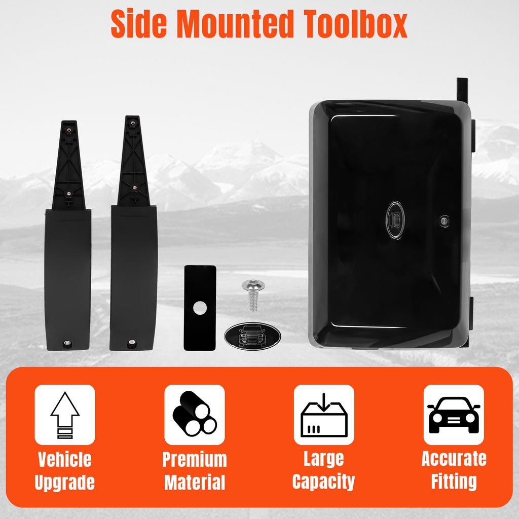 Glossy Black Side Toolbox with Lock Exterior Mounted Gear Carrier Wear Resist Car Exterior Tool Box for Land Rover Defender 90