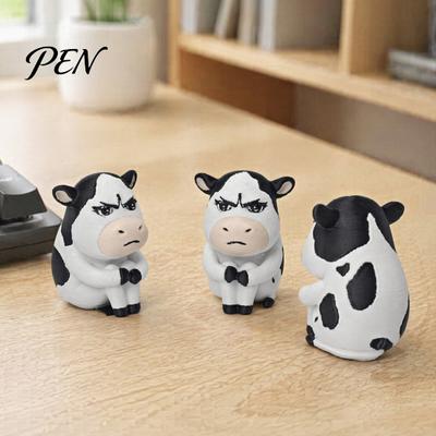3D Printed Cow Toy Dairy Figurine, Cartoon Cattle Statue for Desk Decor, Figurine Mini Sculpture Home Office, Gift Animal Lovers