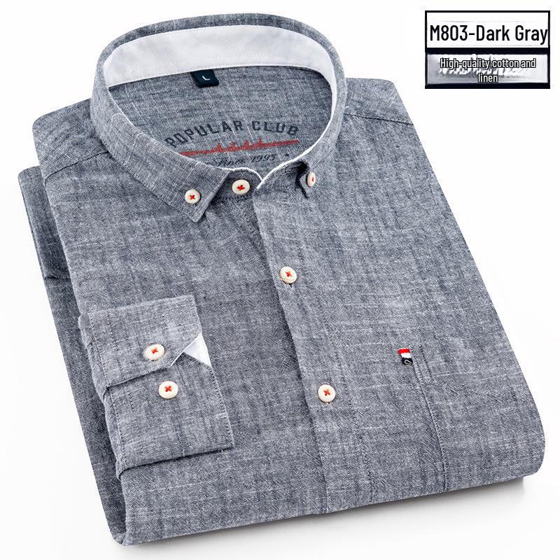 

Мужская легкая хлопковая льняная рубашка с длинным рукавом 38 (100-110 Jin)