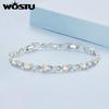 WOSTU Authentic Luxury Multi-color Zircon Bracelet Rose Gold Color Chain Link Bracelet for Women Birthday Crystal Jewelry