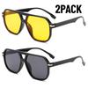 2PACK Vintage Double Bridge Black Sunglasses Women Oversized Square Frame Luxury Shades Sun Glasses Female Pilot Eyewear