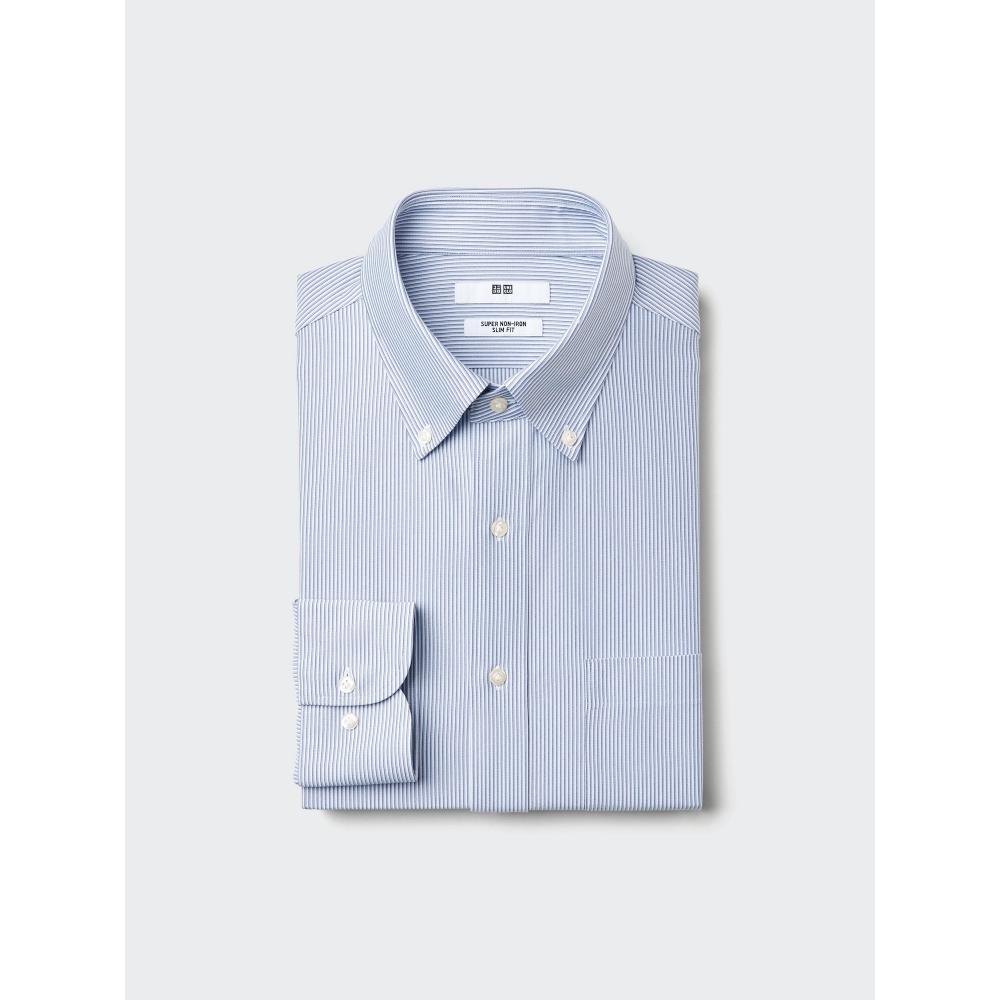 Uniqlo Japan Super Non Iron Jersey Slim Shirt Button Down Stripe