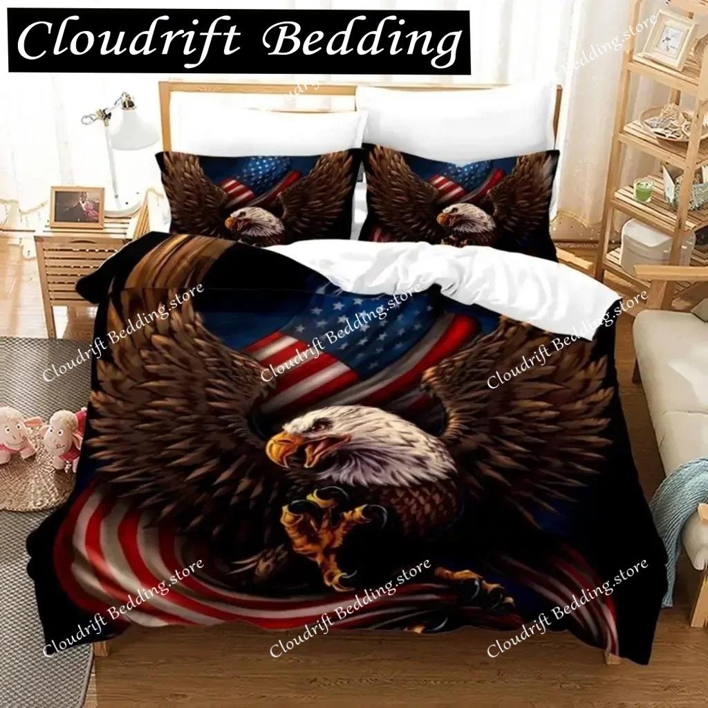 3D Print American Flag Duvet Cover Set Microfiber Decor Bedding Set Independence Day Freedom Theme Quilt Cover for Teens