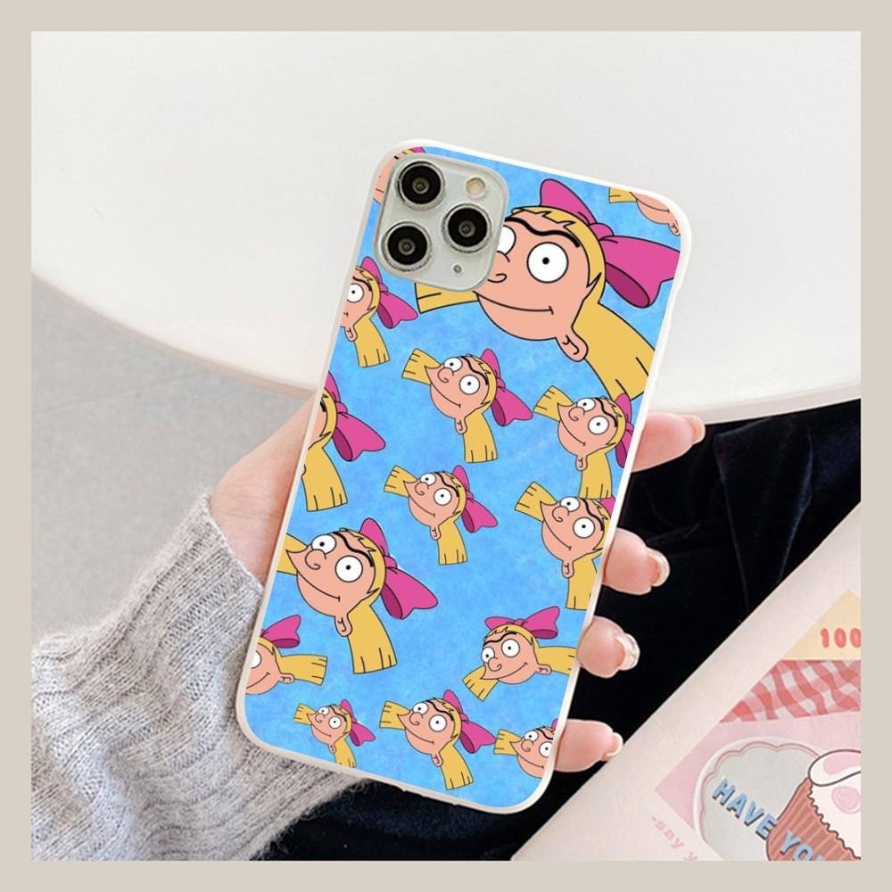 Hey Arnold Helga Bonito Phone Case For IPhone 14 11 12 13 Mini Pro Xs Max 8 7 6 6S Plus X XR Solid Candy Color Case