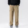 Men's New Korean Version of Hong Kong Style Drawstring Multi-pocket Trend Straight Casual Pants Outdoor Travel Going Out Trousers