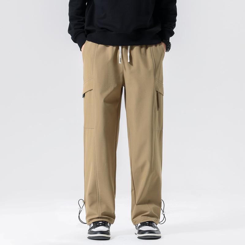 Men's New Korean Version of Hong Kong Style Drawstring Multi-pocket Trend Straight Casual Pants Outdoor Travel Going Out Trousers