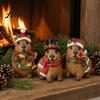 Cute Resin Animal Ornament Christmas Capybara Figurine with Hat And Scarf, Tree Accessory Statue, Cartoon Sculpture for Home Holiday Party Tabletop