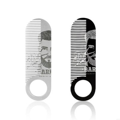 831E Multifunctional Stainless Steel Mustache Beard Comb for Precise Styling Compact and Travel Grooming Essential