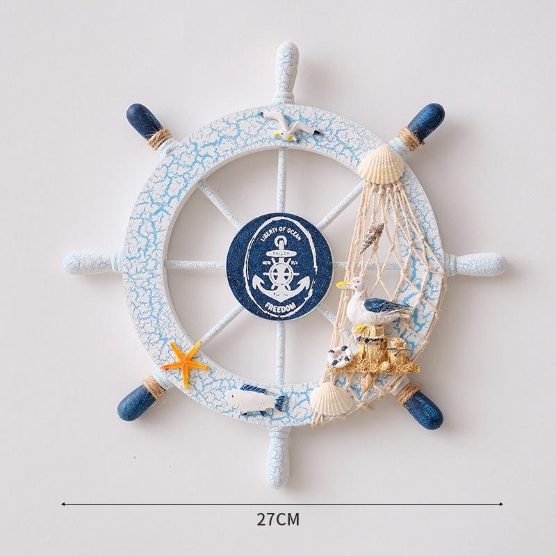 Mediterranean Ship Rudder Decoration Nautical Boat Wheel Helm Wooden Craft Home Living Room Decoration Accessories