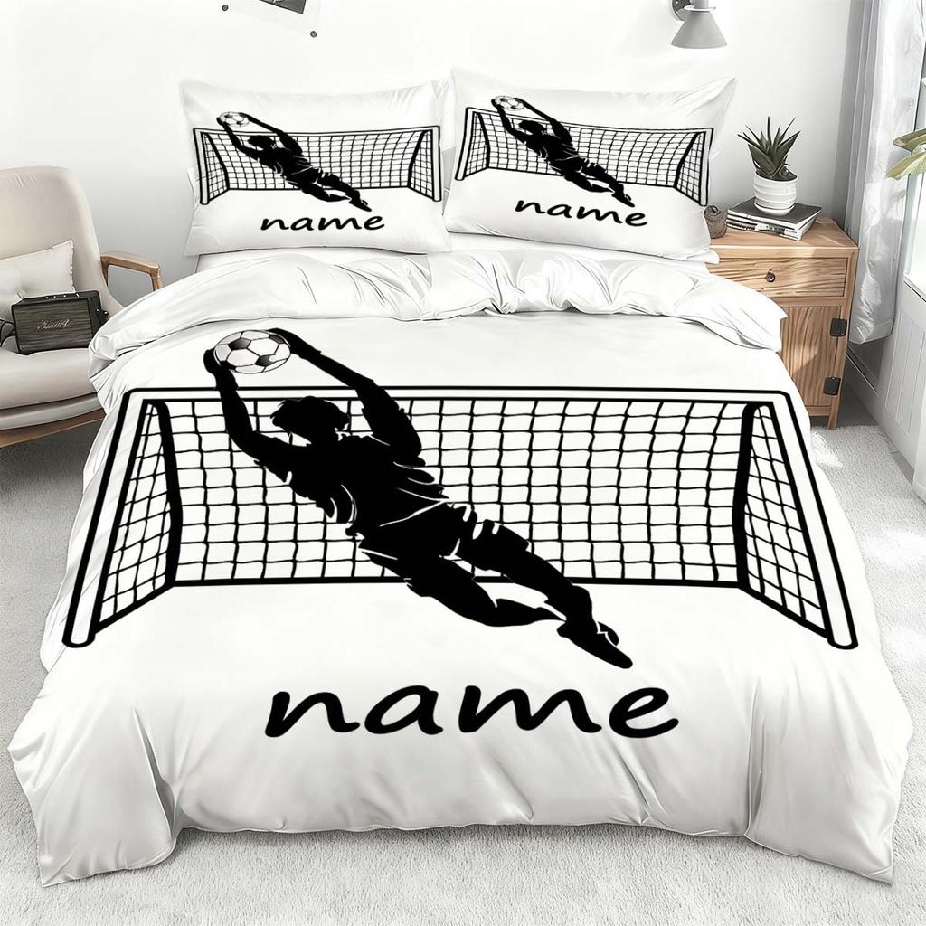 Customize [Customized] 3pcs Bedding, Personalized Soccer Goalkeeper Digital Print, Bedding, 2 Pillowcases + 1 Duvet Cover, Corel