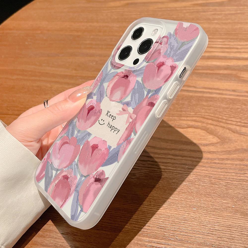 Handyhüllen für iPhone 11 13 15 Pro Max 12 14 Pro Max Hülle iPhone 16 15 Plus 13 Pro 12 Frosted Texture Painted Cartoon Flowers