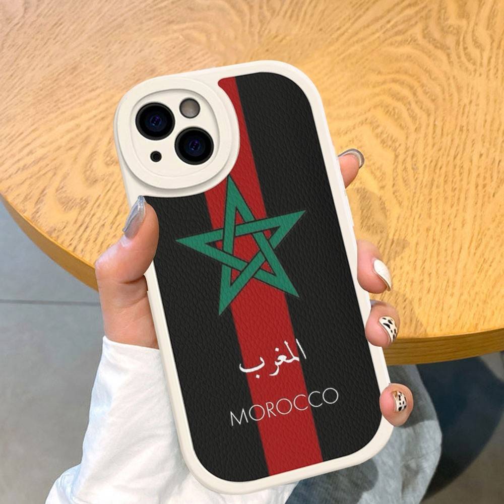 Morocco Map Flag For IPhone 16 15 14 13 12 11 Pro Max Plus Shockproof Leather Soft Phone Cover