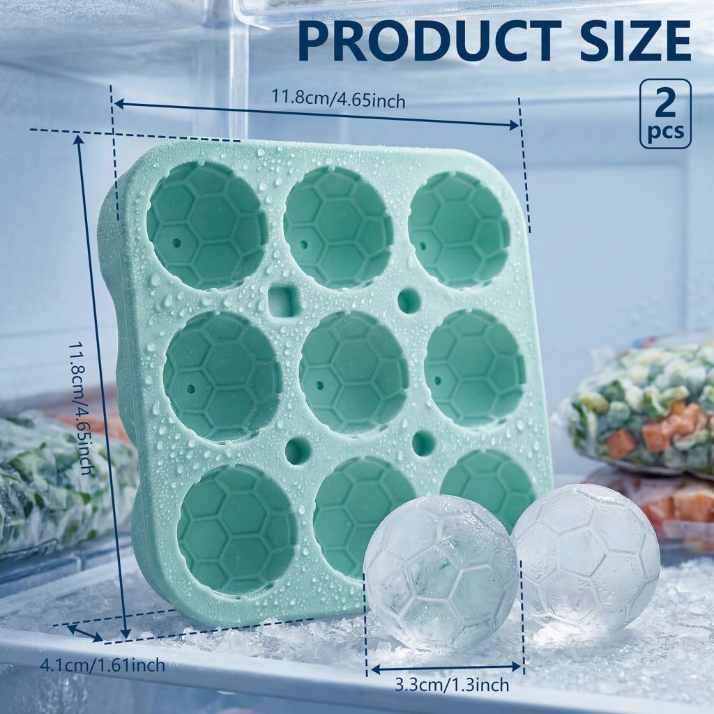 Soccer Ice Cube Mold Football Shapes Ice Cube Tray Silicone Sphere Ice Mold Chocolate Mold for Chilling Whiskey Cocktails Drink