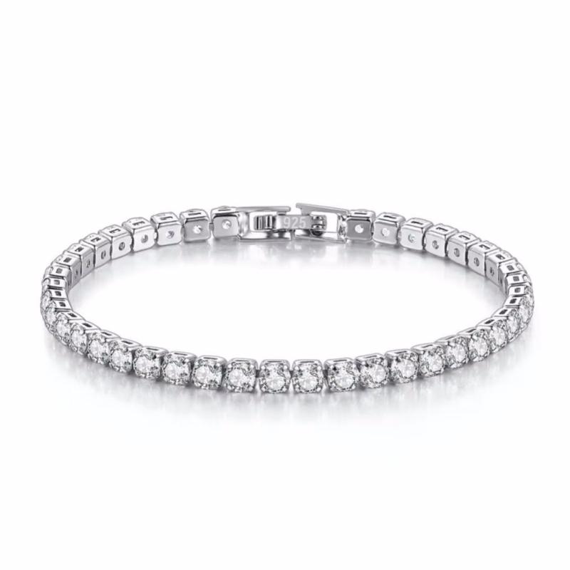 New 925 Silver Hip Hop Fashion Women s Tennis Bracelet Rose Gold Shining Cubic zirconia Bracelet Wedding Jewelry Gift 18cm