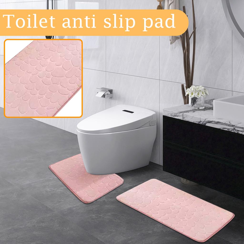 Small Stone Coral Fleece Floor Mat, Solid Color, Easy To Maintain, Bathroom Floor Mat, Bathroom Mat, Cross