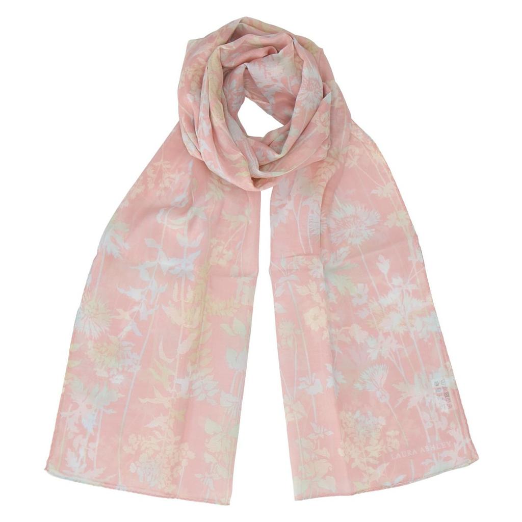Laura Ashley Ladies Floral Long Handkerchief Scarf 100% Cotton UV Protection Pink 34x160cm